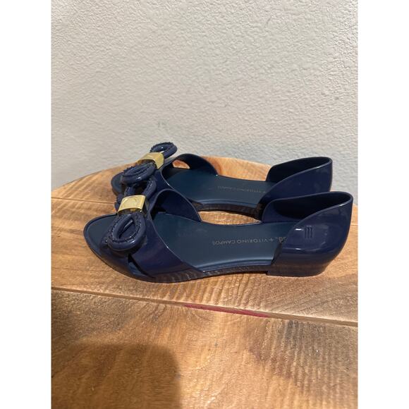 VITORINO Campos for Melissa Women's Seduction Open Toe Flats size 7 blue - Picture 3 of 7